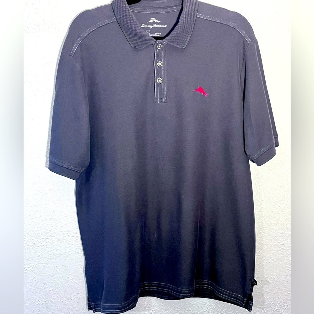 Tommy Bahama Mens Size L  Supima Cotton Gray Casual Outdoor Golf Polo Shirt